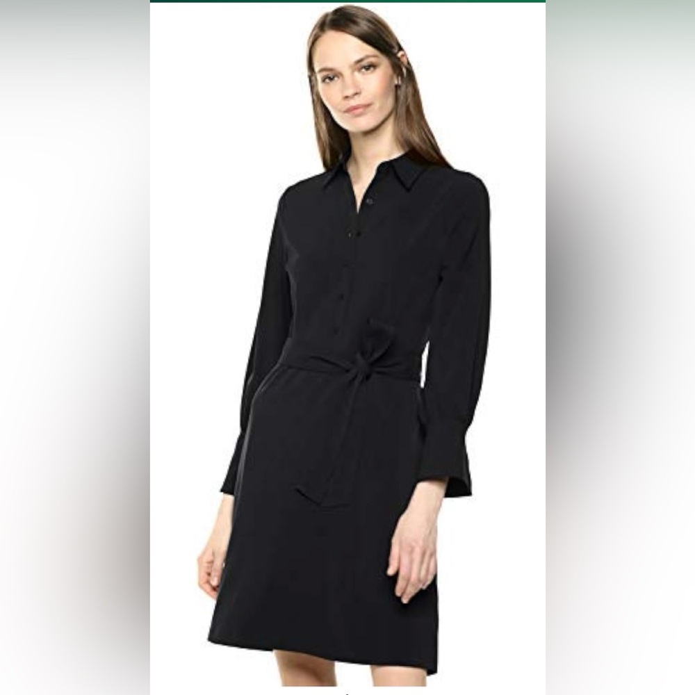 Lark & Ro Women's Long Sleeve Tie Waist Stretch Woven Shirt Dress, new, size 16